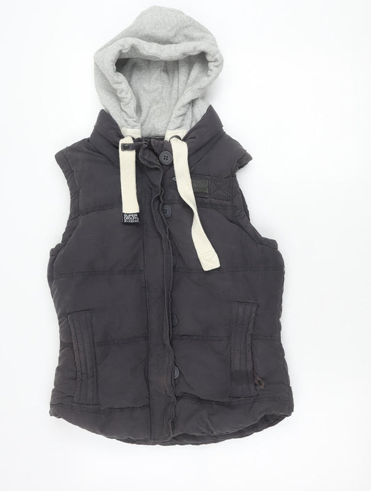 Superdry Women’s Black Hooded Puffer Gilet Waistcoat Size M