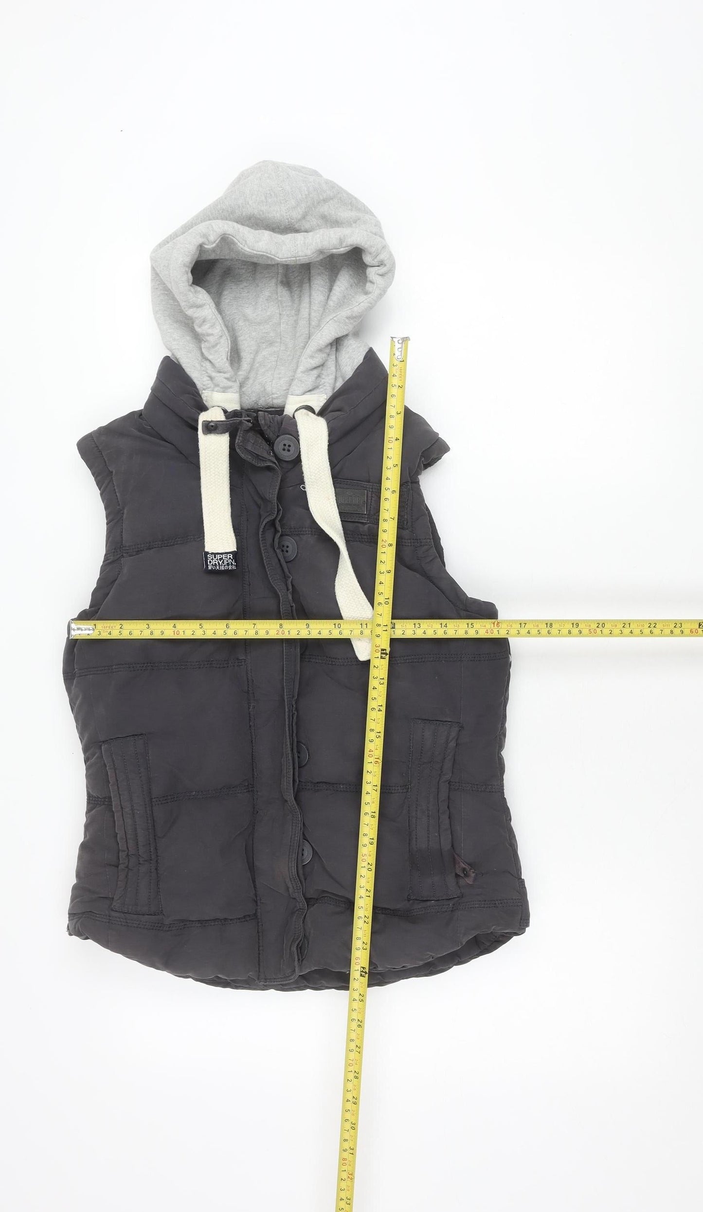 Superdry Women’s Black Hooded Puffer Gilet Waistcoat Size M