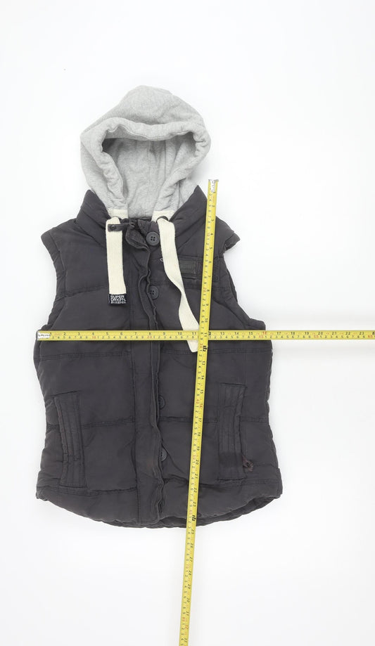 Superdry Women’s Black Hooded Puffer Gilet Waistcoat Size M
