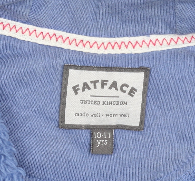 FatFace Girls Blue Hooded Fleece Jacket 10-11 Years Zip Casual Winter Coat