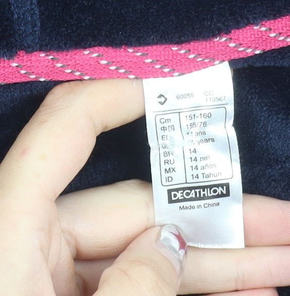 Additional view of Decathlon girls’ blue 14 years fleece hooded full zip jacket