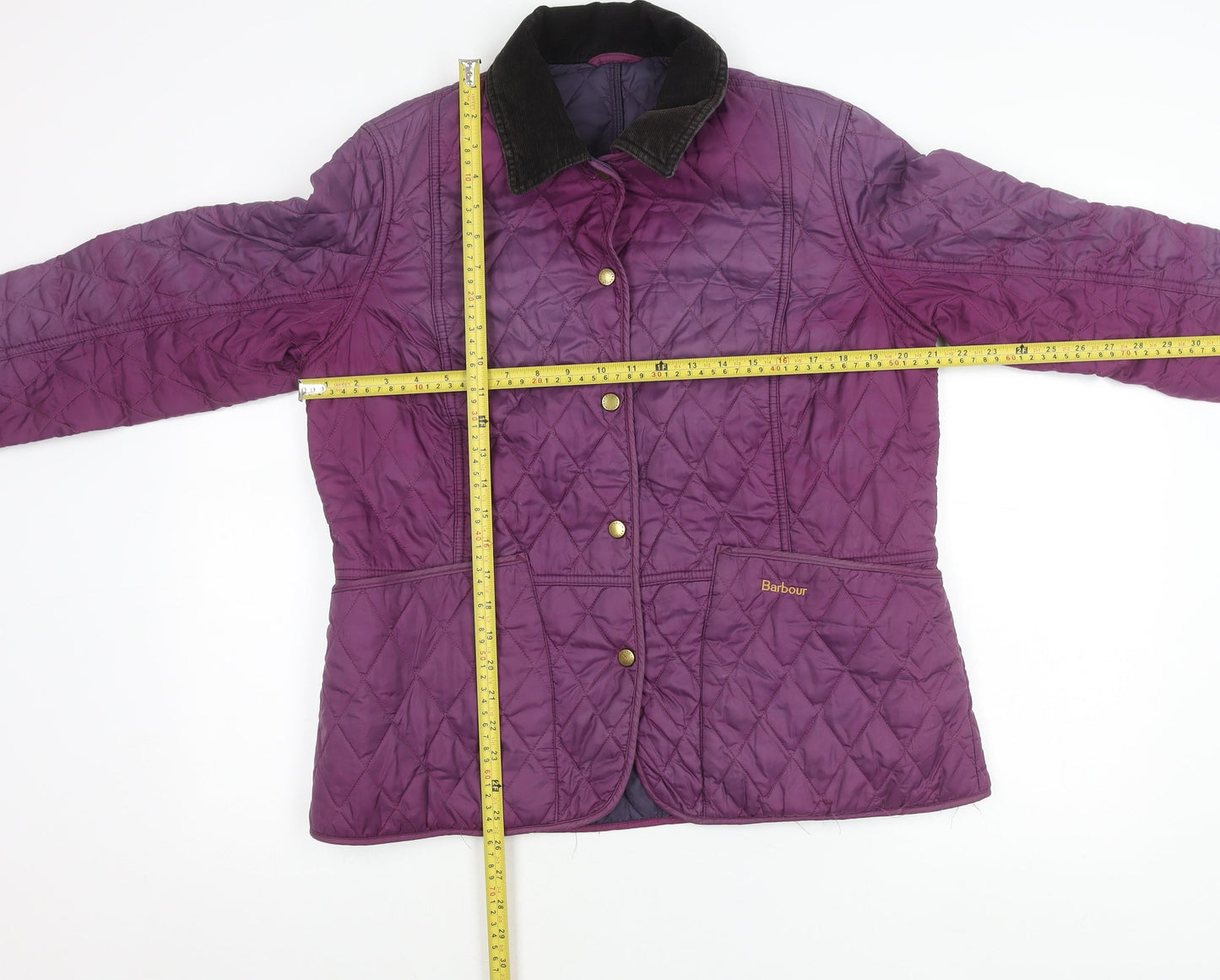 Barbour Womens Purple Quilted Jacket Size 12 Mid-Length Classic