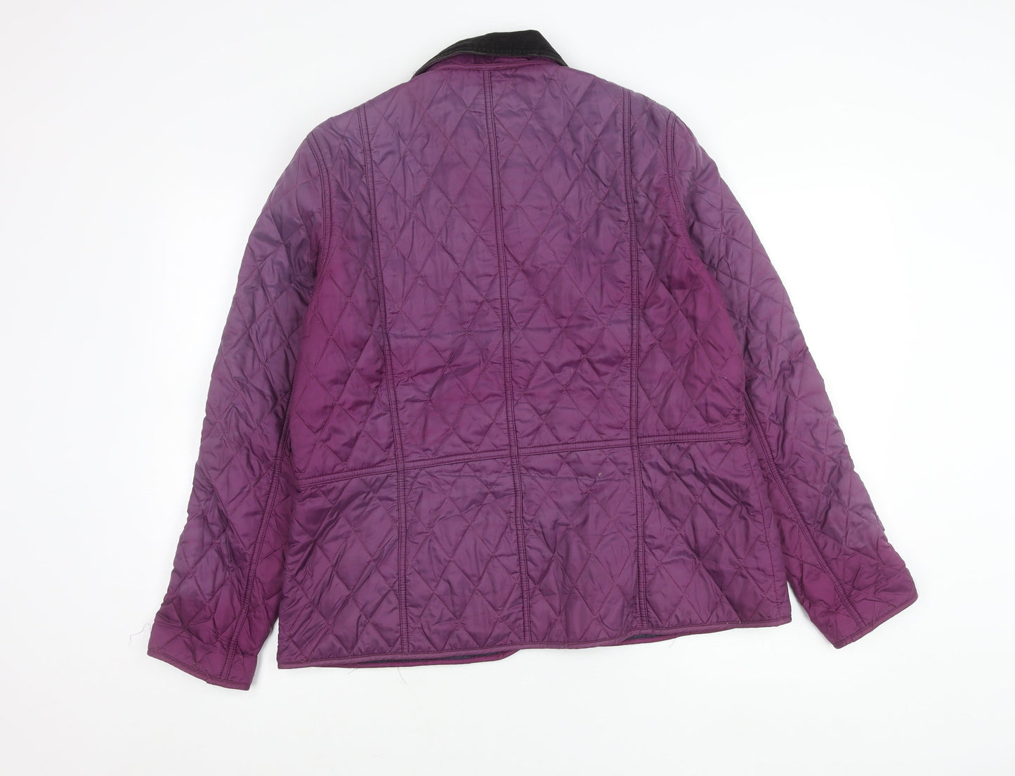 Barbour Womens Purple Quilted Jacket Size 12 Mid-Length Classic