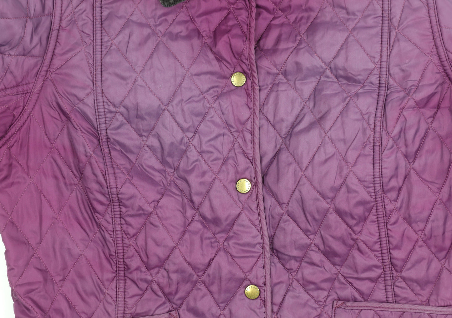 Barbour Womens Purple Quilted Jacket Size 12 Mid-Length Classic