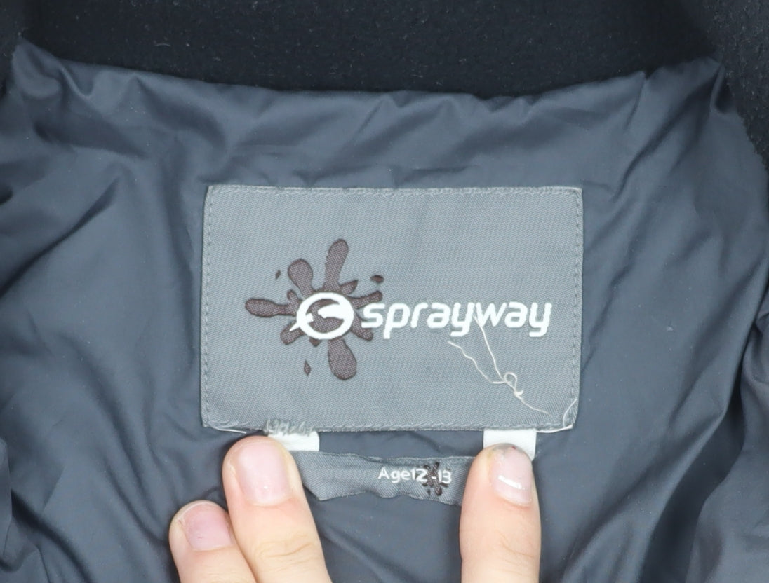 Sprayway Boys Black Full Zip Fleece Jacket Age 12-13 Years Outdoor Coat