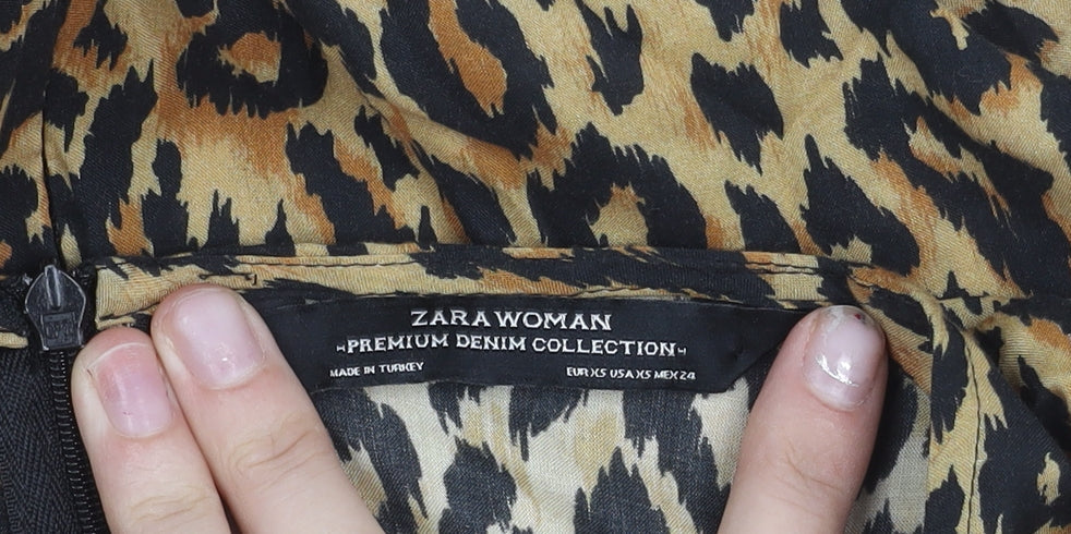 Additional view of Zara Woman Leopard Print Fit & Flare Dress XS Scoop Neck
