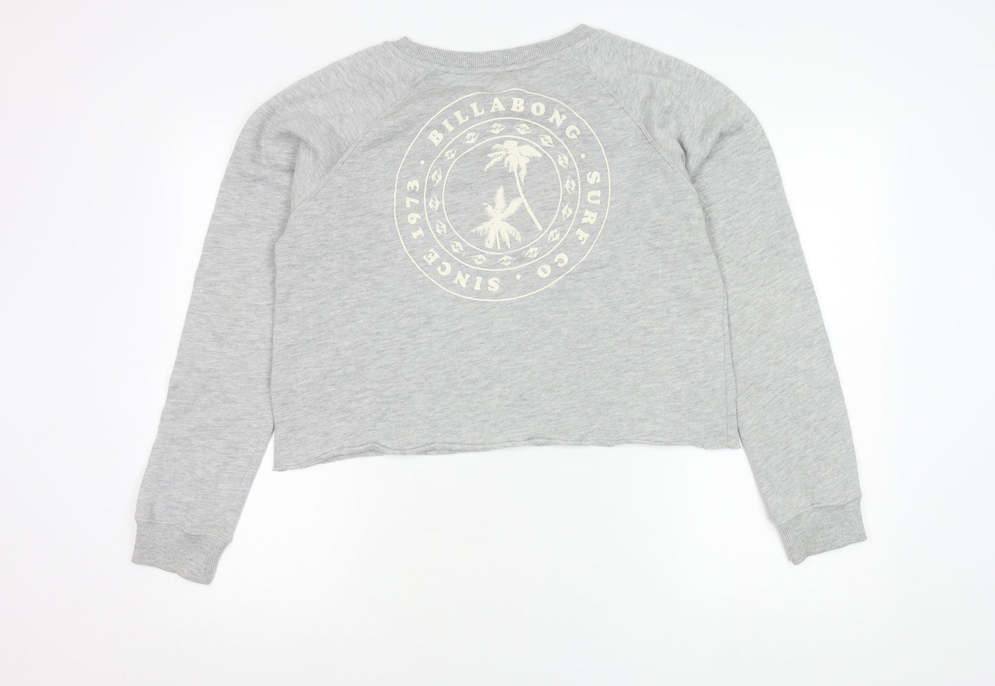 Billabong Women’s Grey Pullover Sweatshirt M Crew Neck Raglan Sleeve