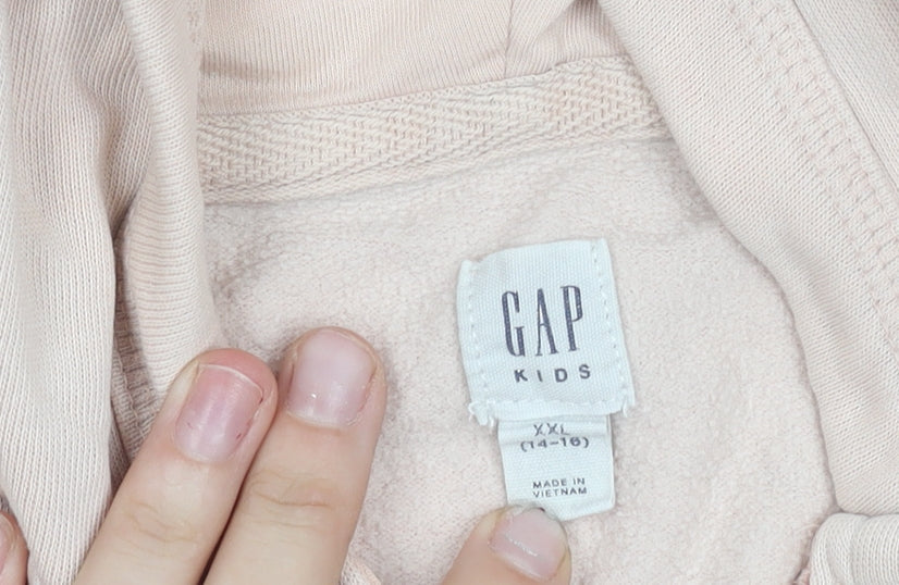 Additional view of Gap Kids girls’ pink zip hoodie jacket xxl 14 years hooded logo sequin