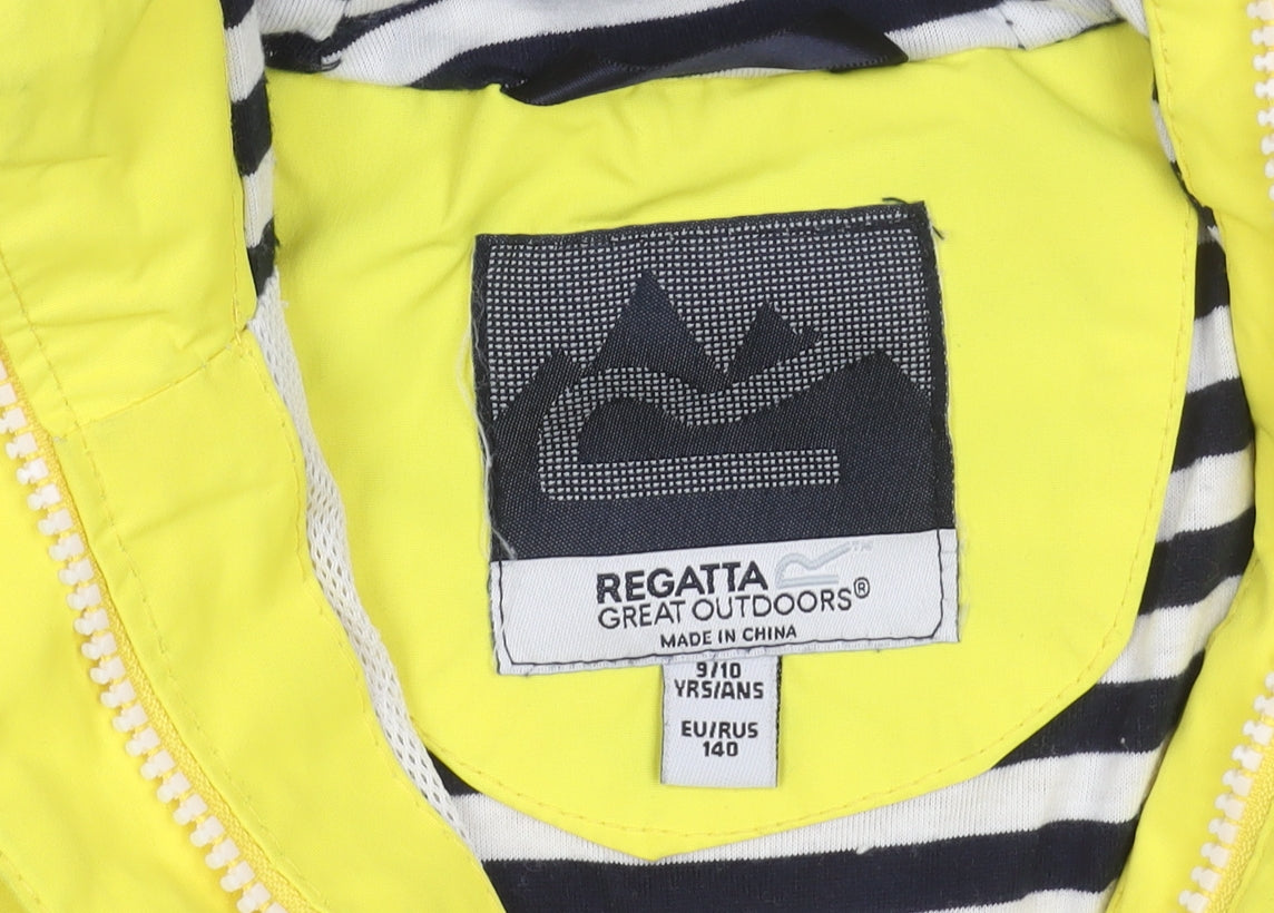 Regatta Girls Yellow Waterproof Hooded Rain Coat Jacket Age 10 Years
