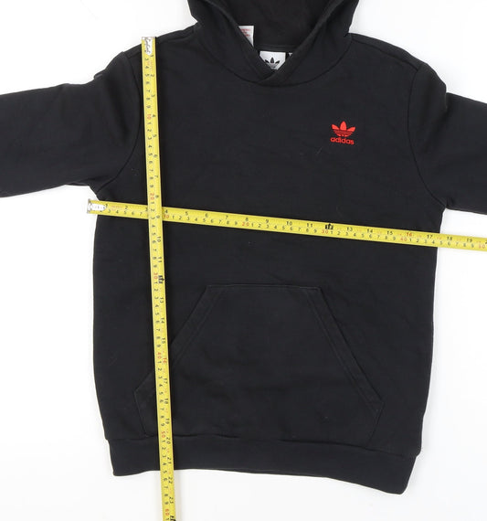 Adidas Unisex Kids Black Pullover Hoodie 11-12Y Logo Fleece