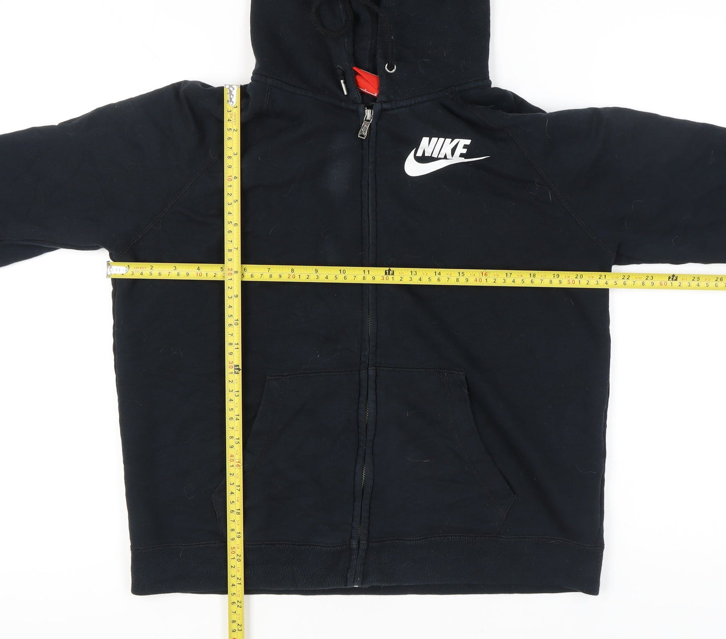 Nike Men’s Black Full Zip Hoodie L Logo Sportswear Cotton Blend