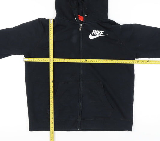 Nike Men’s Black Full Zip Hoodie L Logo Sportswear Cotton Blend