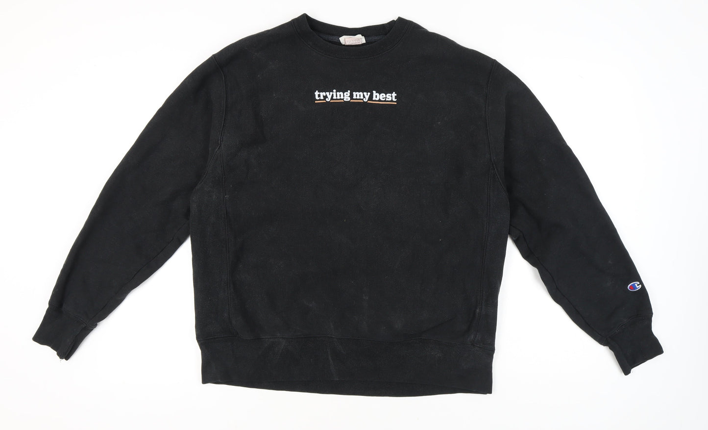 Champion Mens Black Large Pullover Sweatshirt Graphic Print