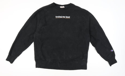 Champion Mens Black Large Pullover Sweatshirt Graphic Print