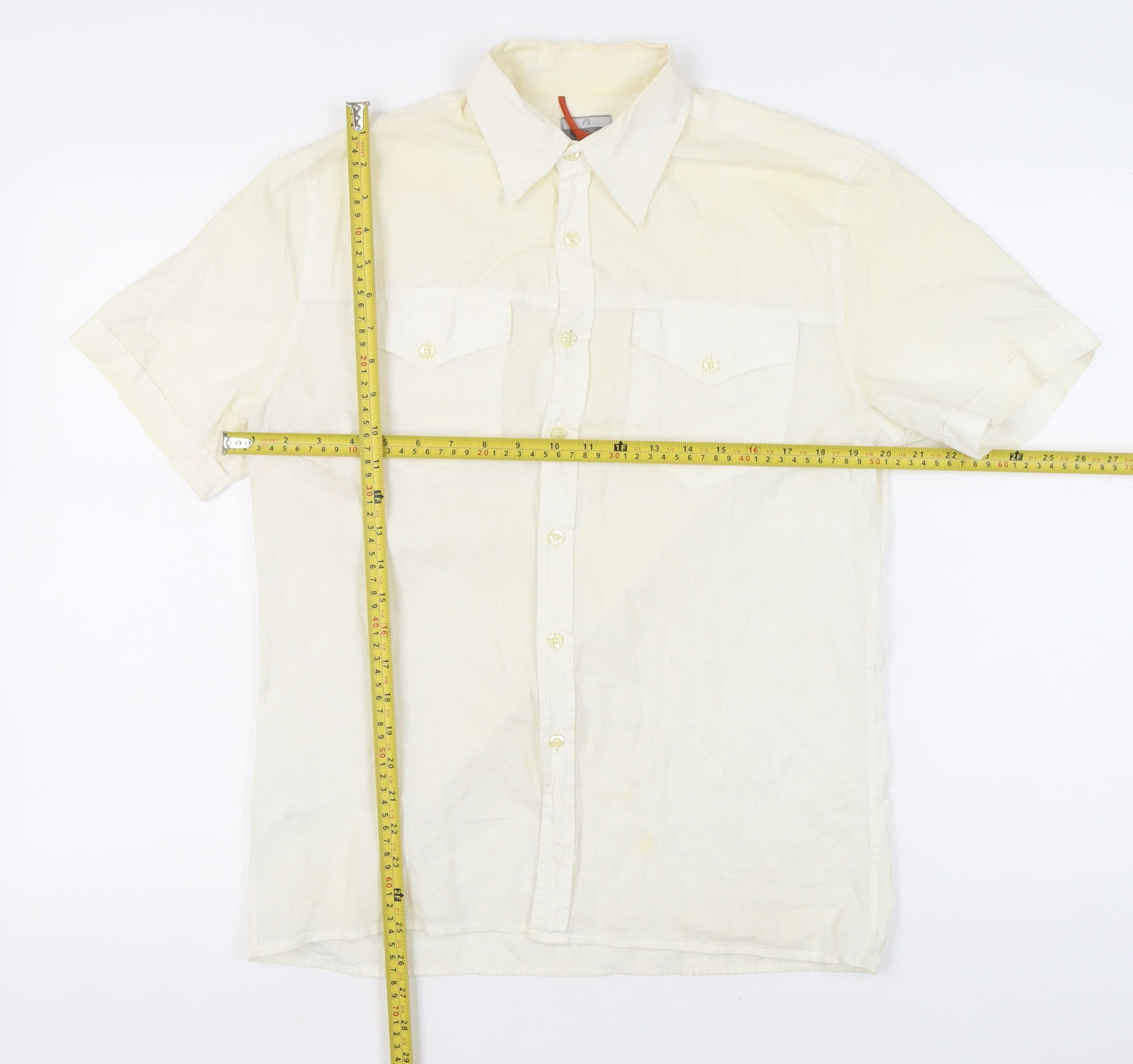 Paul Smith Men's Ivory Short Sleeve Cotton Casual Shirt M