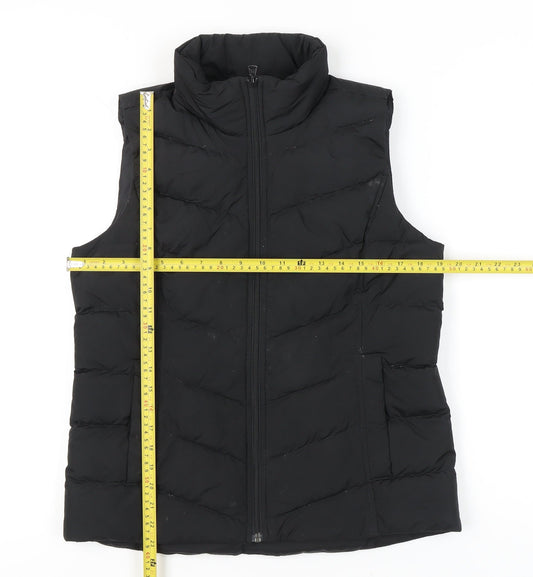 Lands' End Womens Black Puffer Waistcoat S Sleeveless Quilted Zip Casual