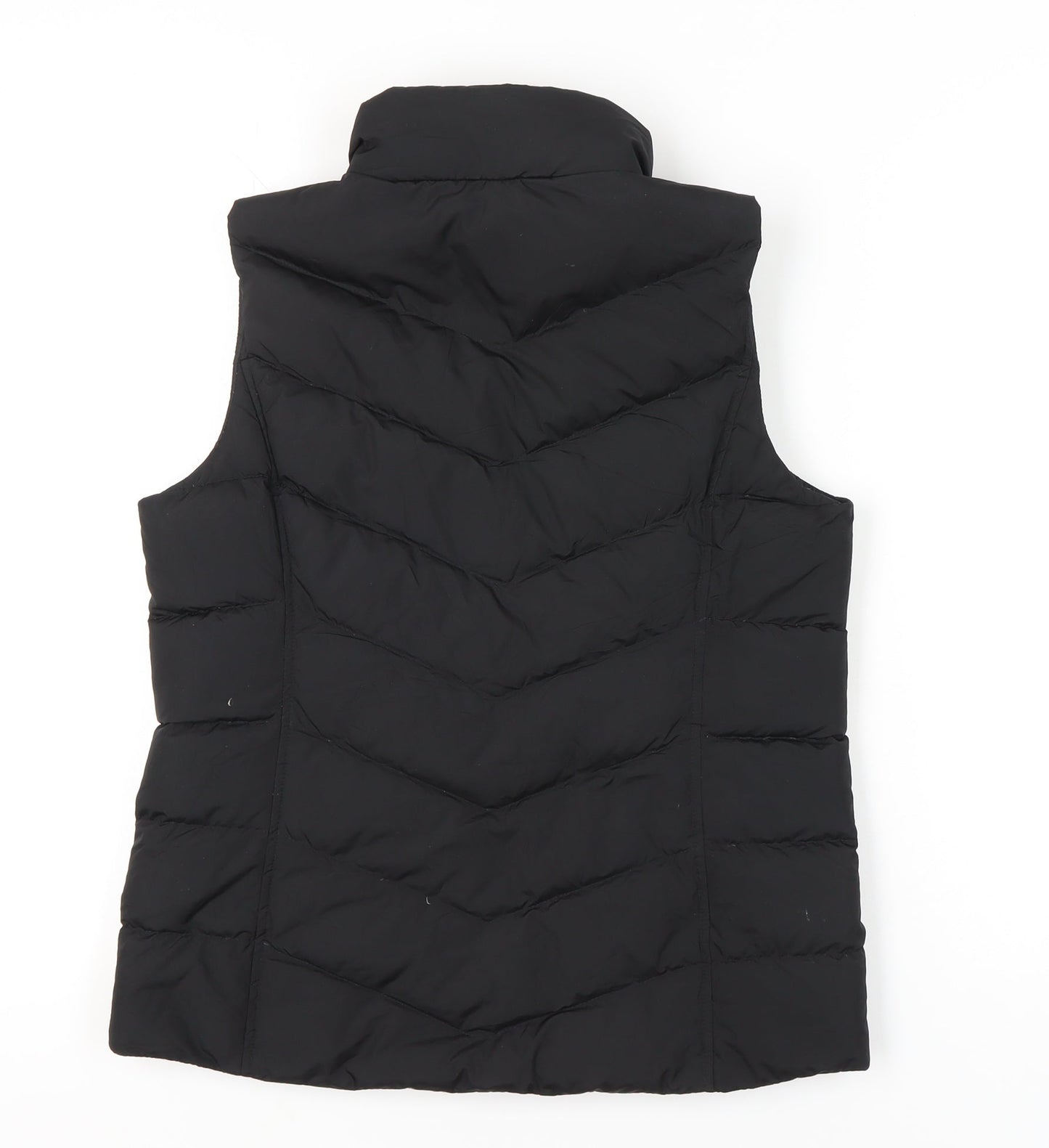 Lands' End Womens Black Puffer Waistcoat S Sleeveless Quilted Zip Casual