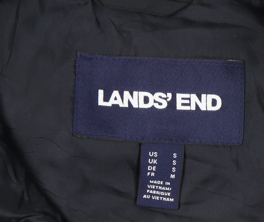 Lands' End Womens Black Puffer Waistcoat S Sleeveless Quilted Zip Casual