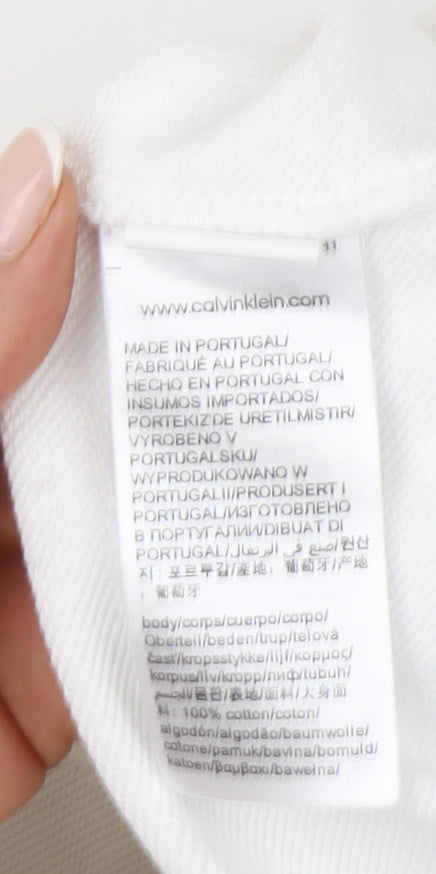 Calvin Klein Girls White Logo Sweatshirt Age 14 Years Pullover Crew Neck