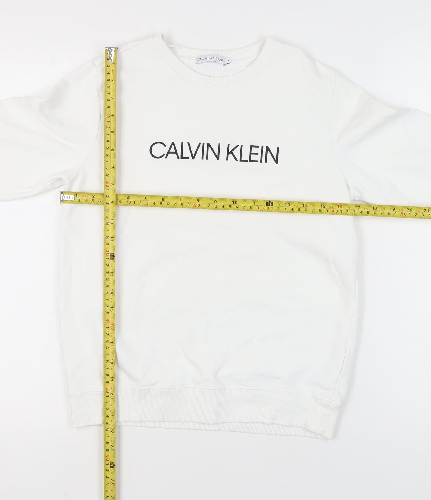 Calvin Klein Girls White Logo Sweatshirt Age 14 Years Pullover Crew Neck
