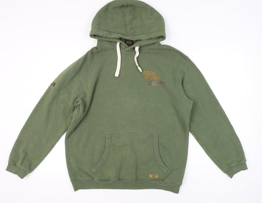 Superdry Men's Green Pullover Hoodie M Skull Graphic Embroidered