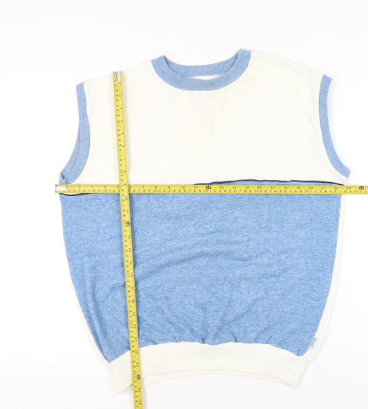 Rodeo Men's Blue White Sleeveless Knit Vest Jumper Size L 42in Chest
