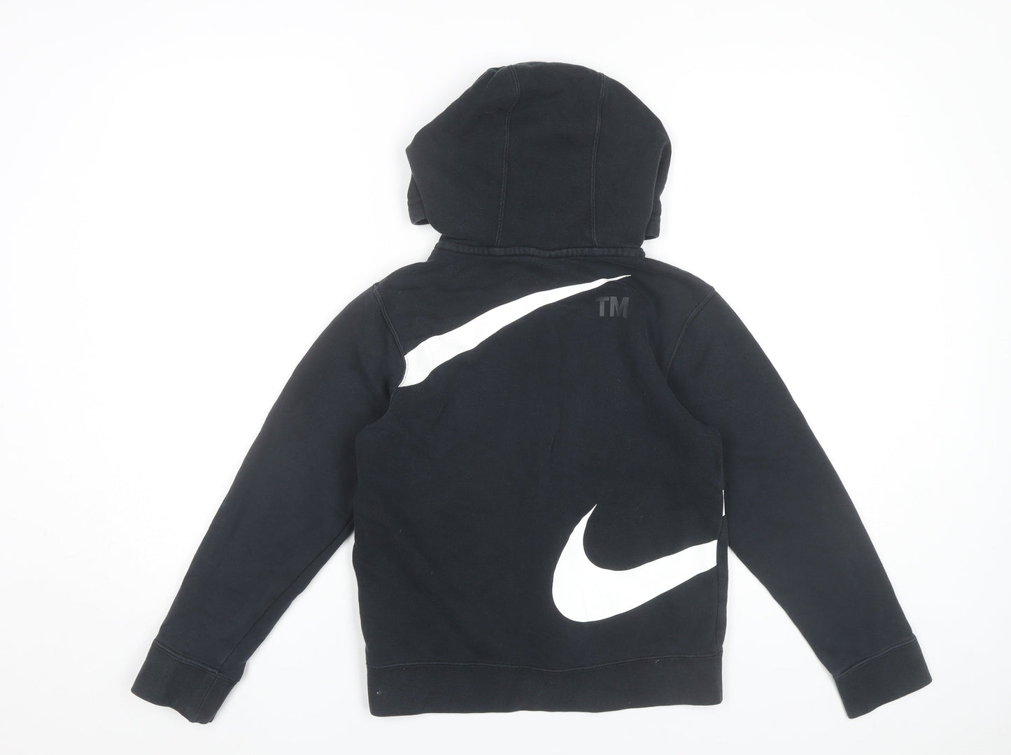 Nike Boys Black Full Zip Hoodie Size 146cm Sports Graphic Hooded Top