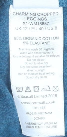 Seasalt Women’s Blue Cropped Organic Cotton Leggings Size 12