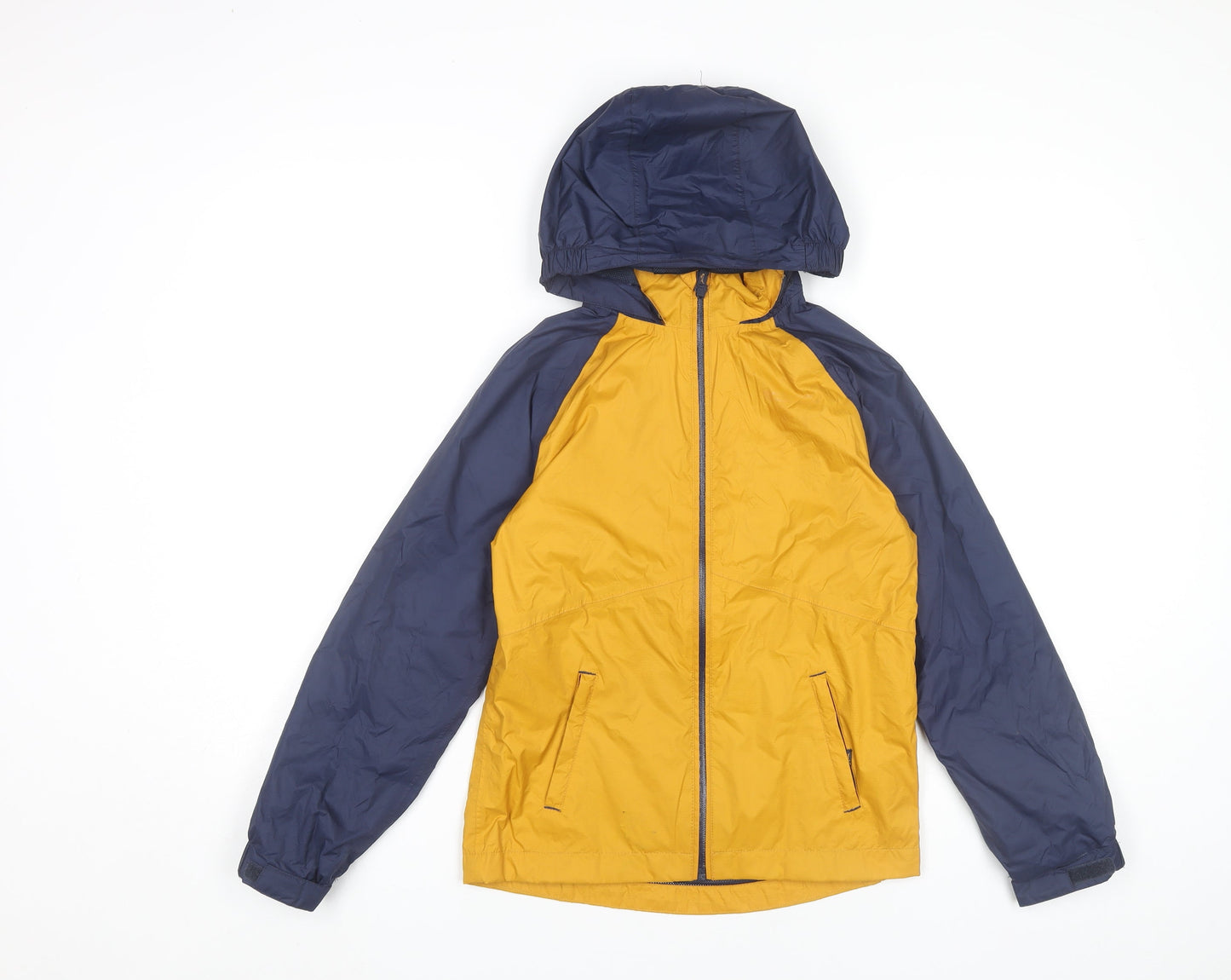Mountain Warehouse Boys Blue Yellow Hooded Waterproof Rain Coat Jacket 11-12 Yrs