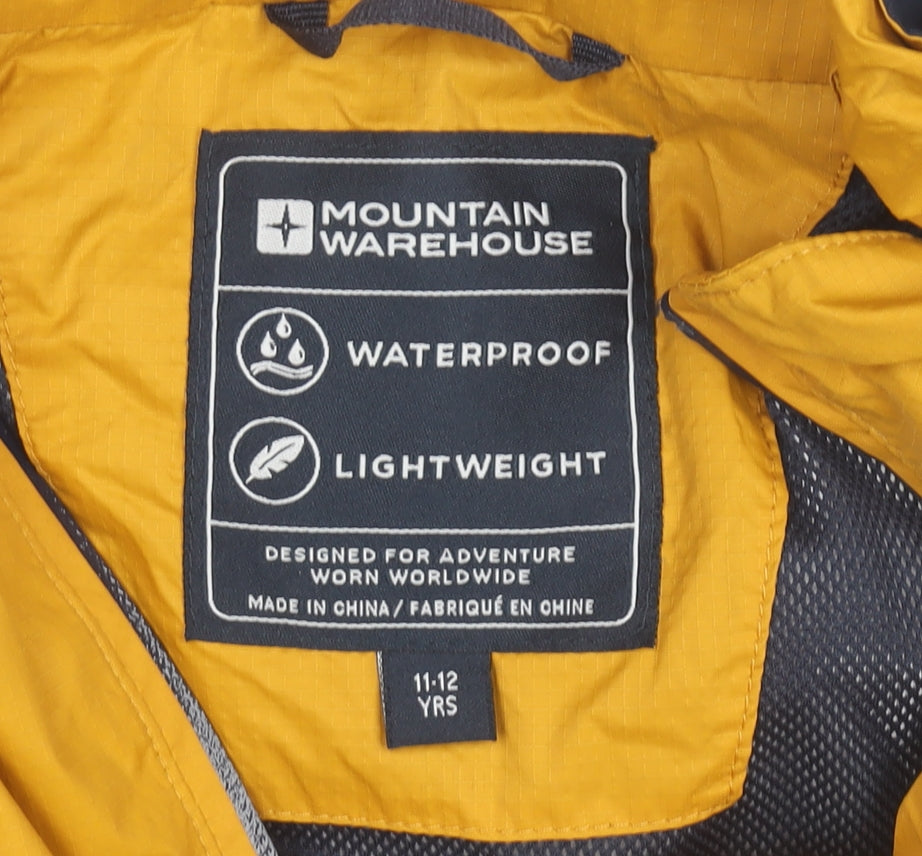 Mountain Warehouse Boys Blue Yellow Hooded Waterproof Rain Coat Jacket 11-12 Yrs