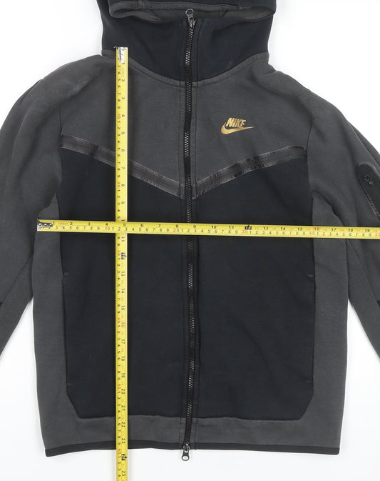 Nike Mens Grey Black Full Zip Hoodie Size S Logo Sportswear