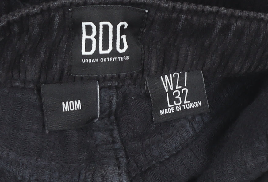 Brand and care label for BDG Urban Outfitters Women’s Black Corduroy Mom Trousers W21 L32