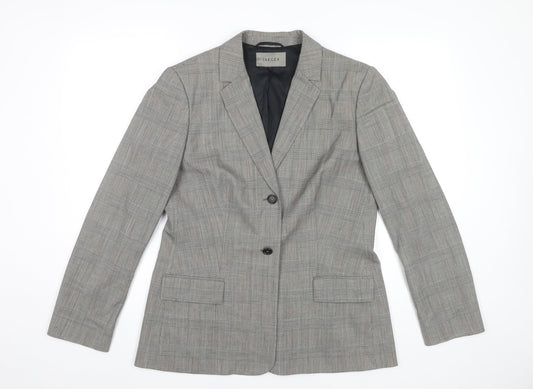 Jaeger Womens Grey Check Wool Blend Blazer Jacket Size 12