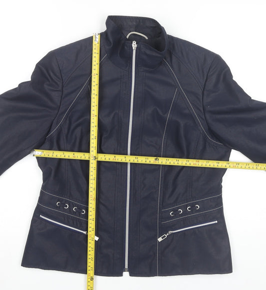 KSTN Womens Blue Polyester Jacket UK 14 Zip Pockets Casual