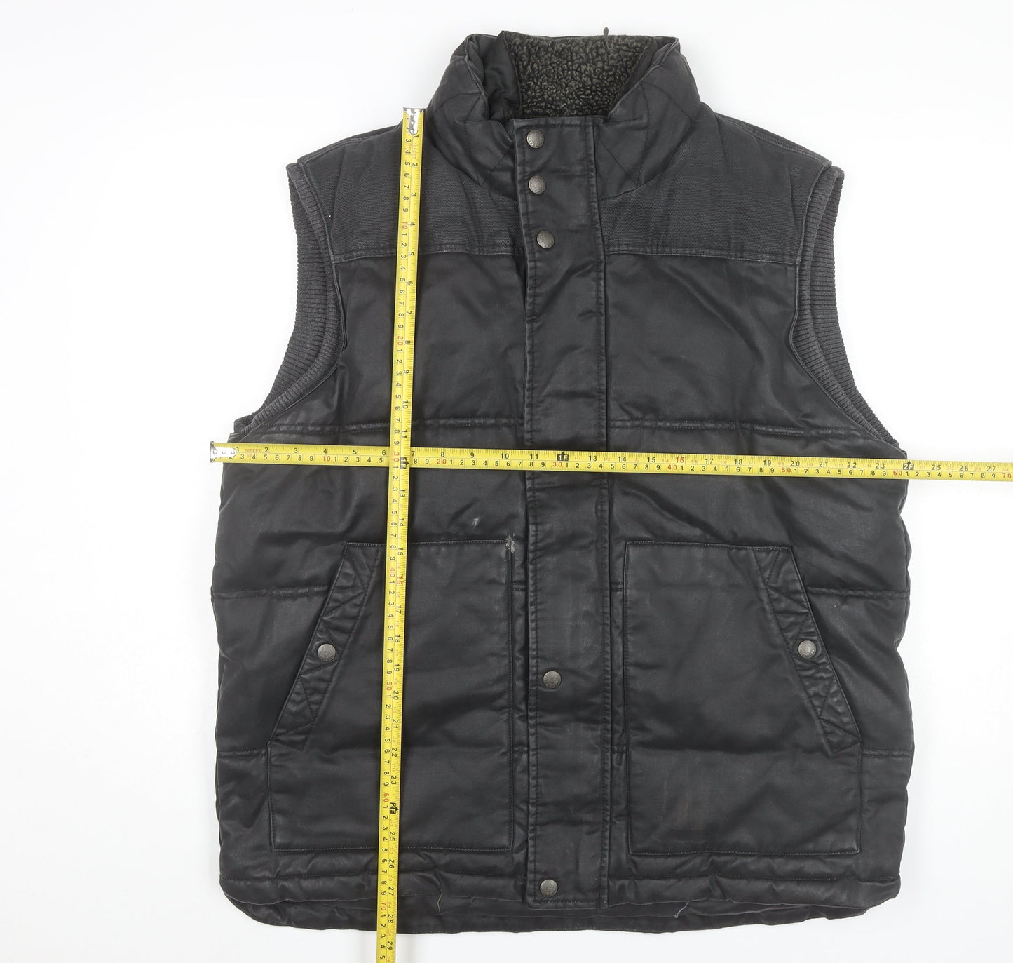 Fat Face Mens Black XL Puffer Waistcoat Gilet Cotton Blend