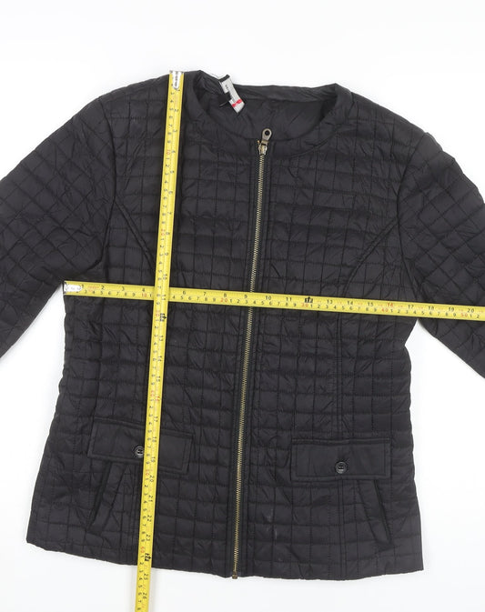 Incorporatewear Womens Black Quilted Jacket Size M Zip Front Casual