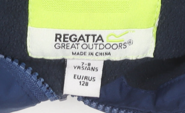 Regatta Boys Blue Waterproof Hooded Rain Coat Jacket 7-8 Years