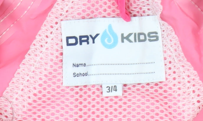Dry Kids Girls Pink 3-4 Years Waterproof Lightweight Rain Coat Jacket