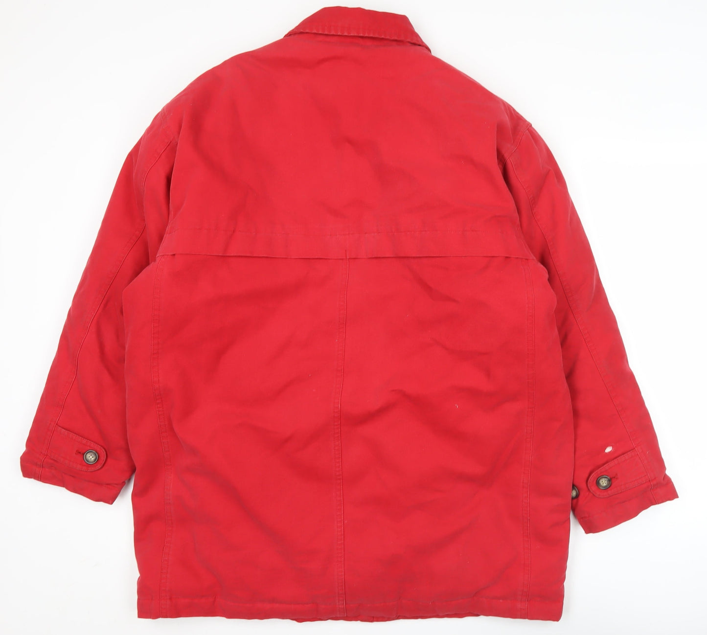 Eddie Bauer Womens Red Cotton Down Lined Button Jacket Size 12