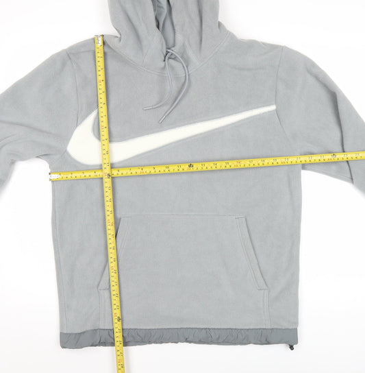 Nike Mens Grey Pullover Hoodie Small Regular Fit Fleece Logo