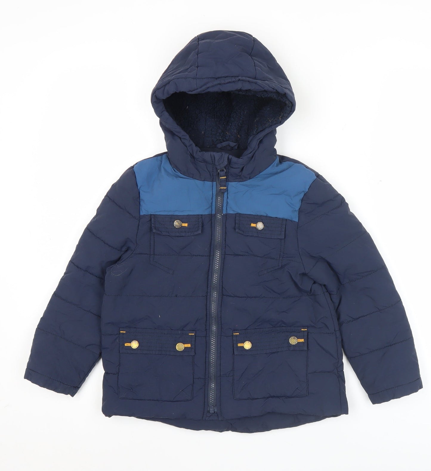 FatFace Boys Blue 4-5 Years Puffer Jacket Hooded Winter Coat
