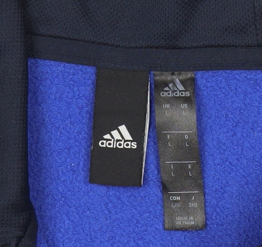 Adidas Mens Blue Full Zip Hoodie Size L Sportswear Cotton Blend