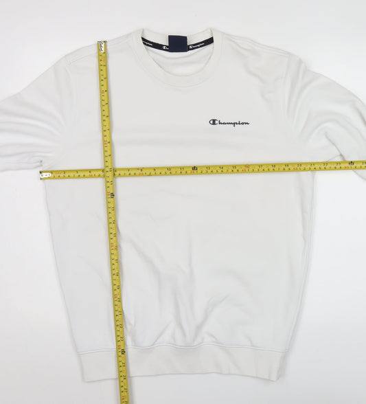 Champion Men’s White Medium Crew Neck Sweatshirt Logo Pullover