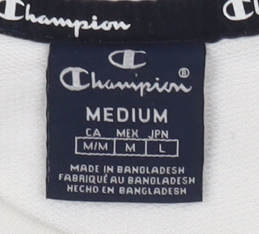 Champion Men’s White Medium Crew Neck Sweatshirt Logo Pullover