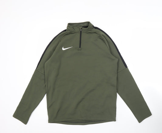 Nike Boys Green 1/4 Zip Dri-Fit Sweatshirt Size 13 Years Sports Training