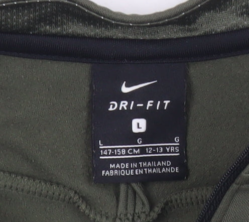 Nike Boys Green 1/4 Zip Dri-Fit Sweatshirt Size 13 Years Sports Training