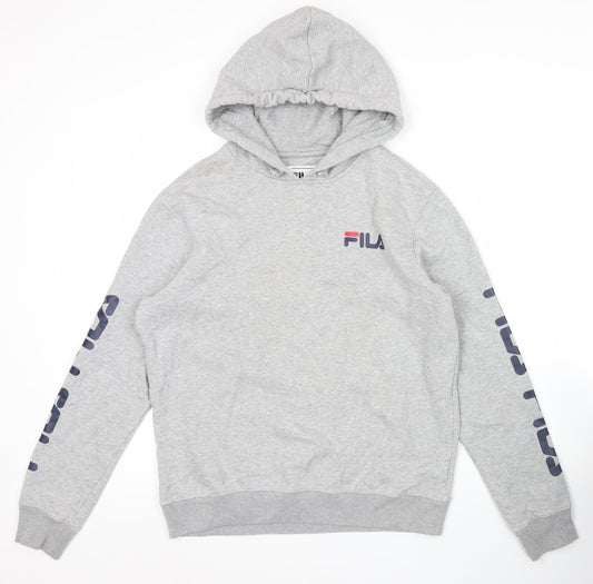 Fila Men’s Grey Pullover Hoodie Sweatshirt Logo Small