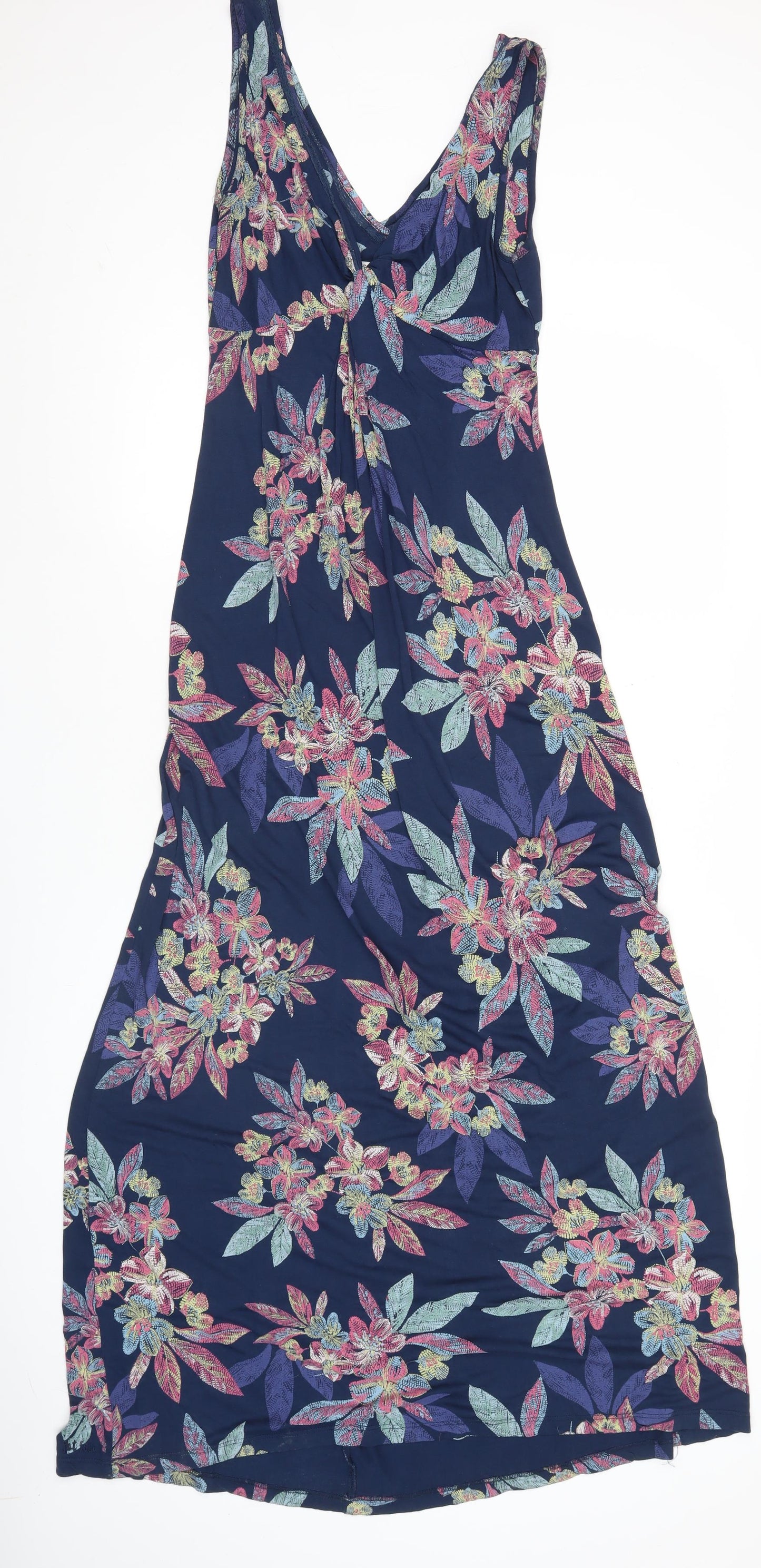 Fat Face Womens Blue Floral Fit & Flare Dress Size 12 Sleeveless Holiday