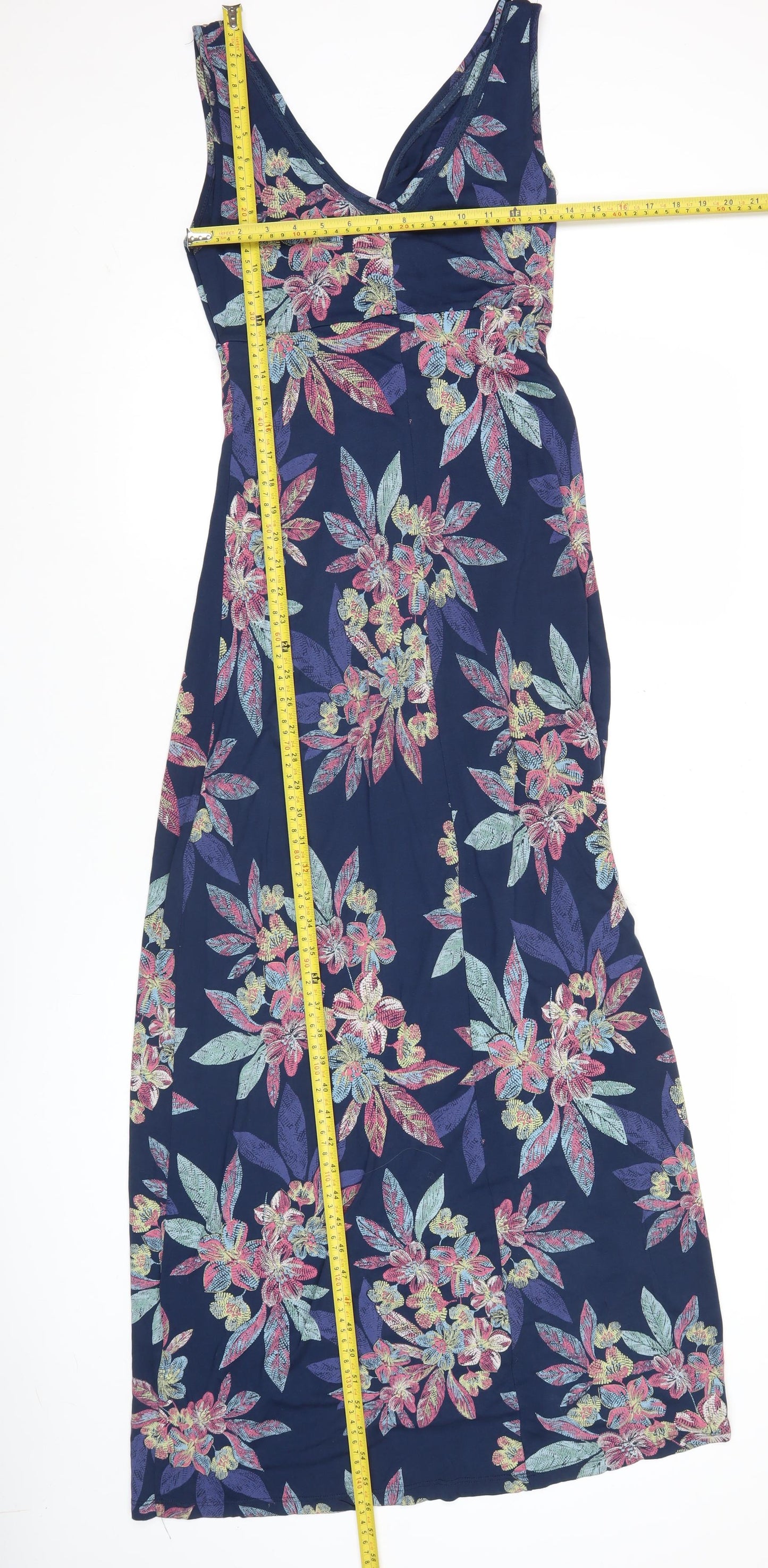 Fat Face Womens Blue Floral Fit & Flare Dress Size 12 Sleeveless Holiday