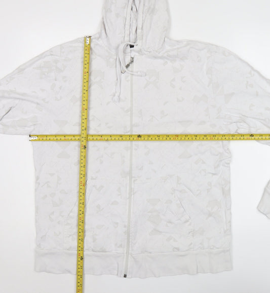 Cedarwood State Men’s White XL Hoodie Full Zip Geometric Pattern